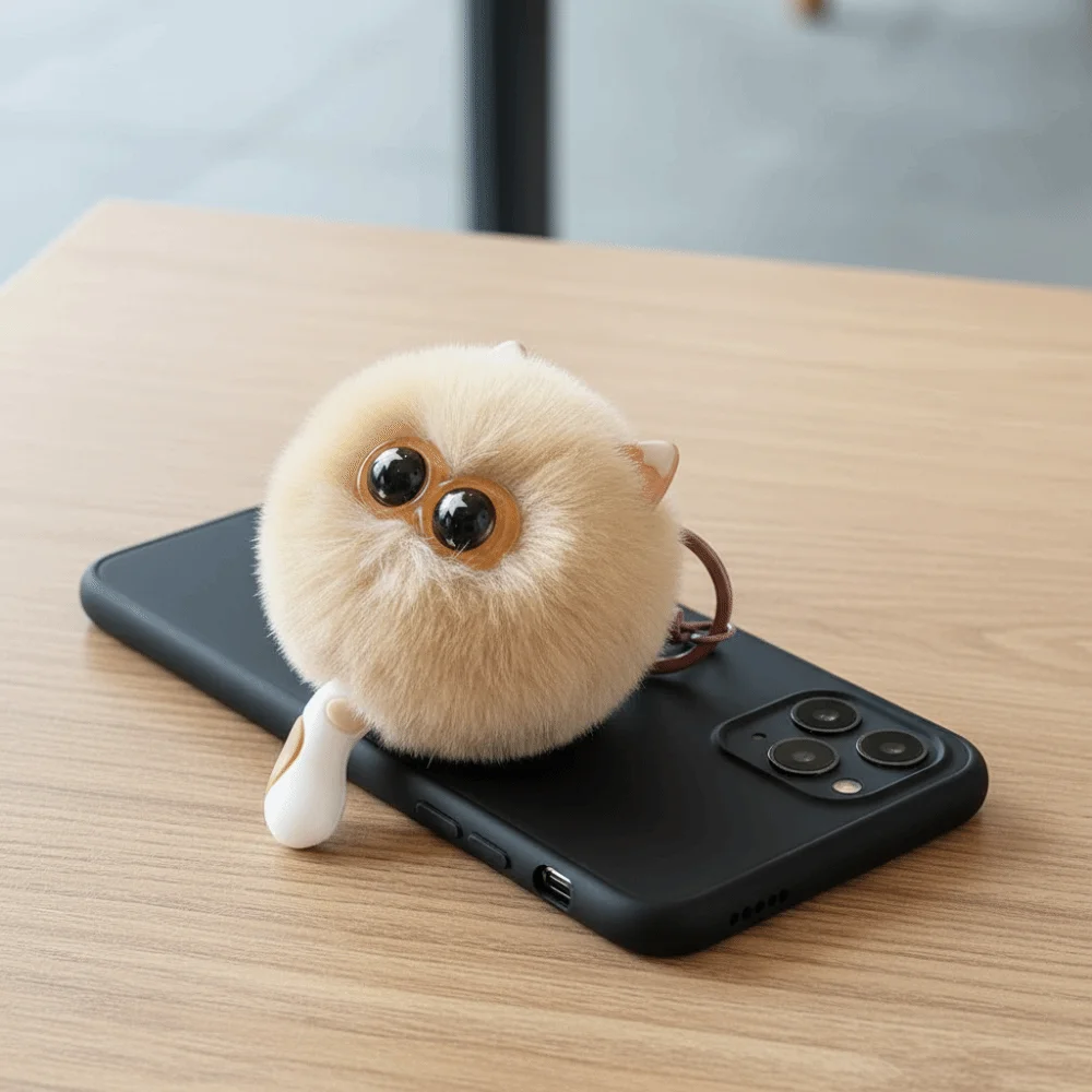 Cute Cartoon Plush Pendant Creative Couples Imitation Rex Rabbit Fur Plush Keychain Cute Kitten Kawaii Trendy Backpack Pendant