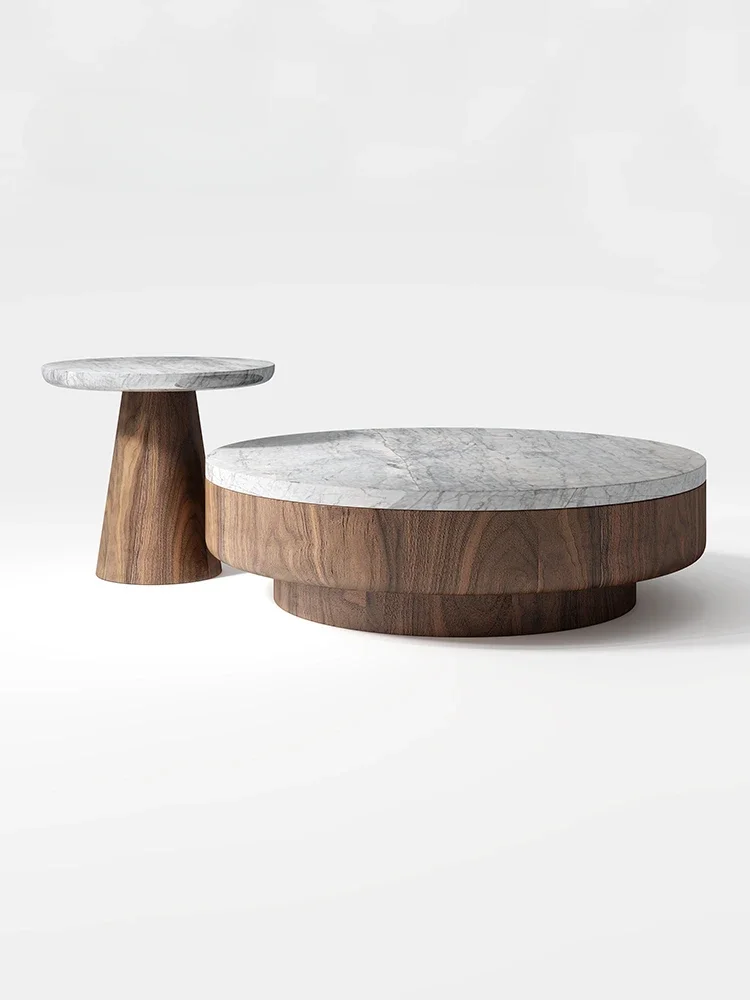 

S Marble round Retro Tea Table Combination Living Room Home Simple Antique Tea Table