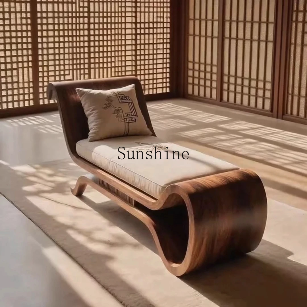 

New Chinese-style special-shaped chaise longue, high-end solid wood beauty couch