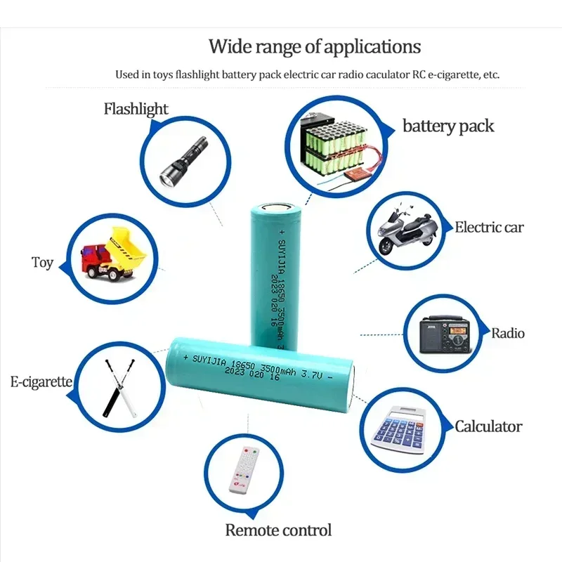 100% nuovo 18650 3.7V 3500mAh batteria ricaricabile agli ioni di litio 15A scarica per torcia leggera faro attrezzature mediche