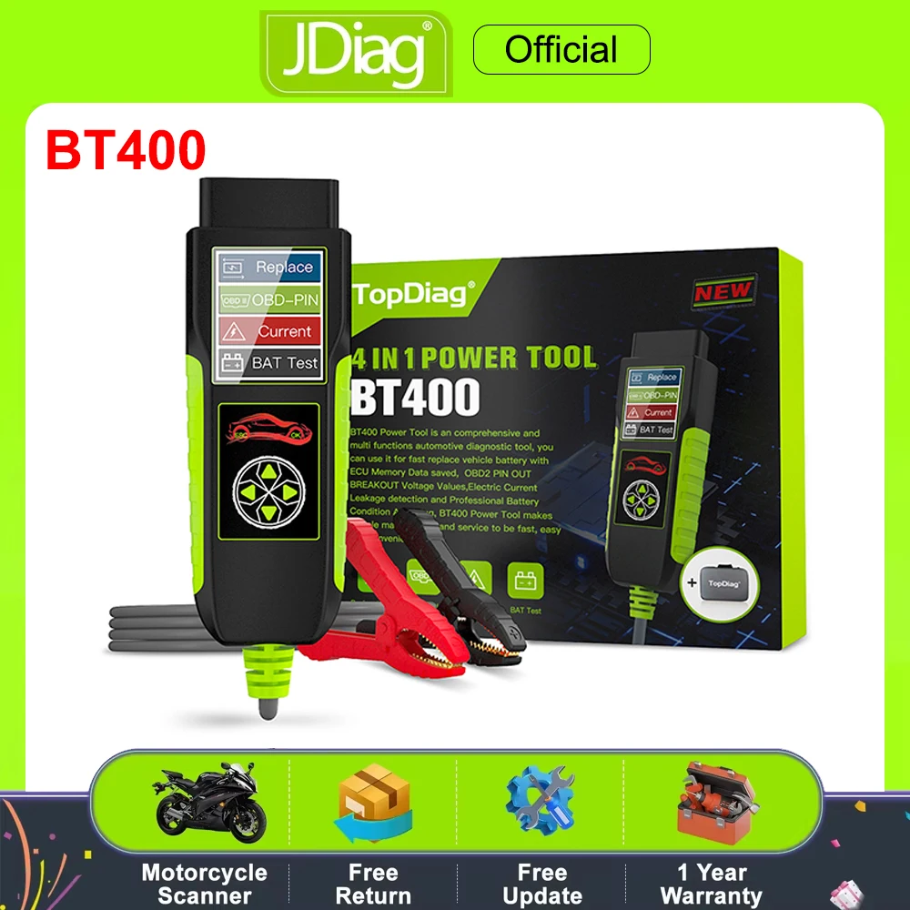 

JDiag BT400 автомобильный сканер OBD2 тестер электрических батарей анализа цепи 12 В 24 В тест на утечку напряжения автомобильный диагностический инструмент
