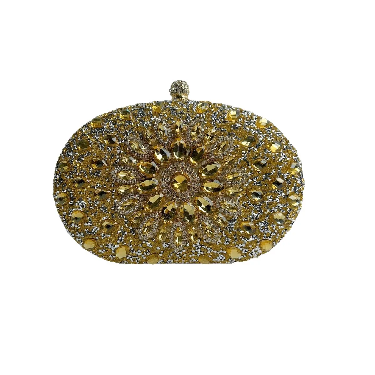 Flower Rhinestones Evening Bags Metal Prom Clutch Diamonds Clutch with Chain Shoulder Handbags Wedding Female Purse image 6