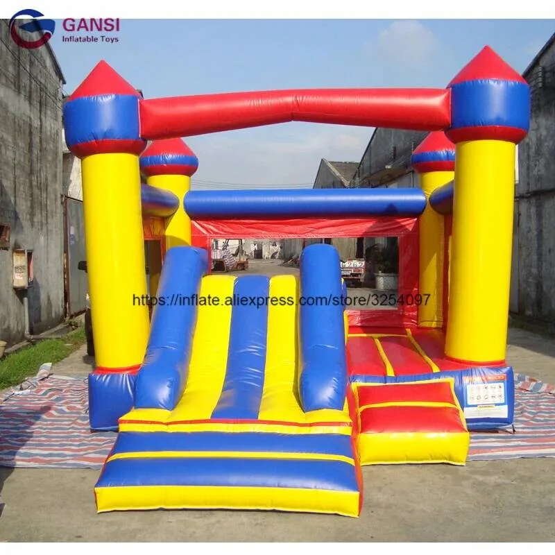 

Colorful Kids Jumping Castle, 6*5*5M Giant Inflatable Bouncer House With Slide