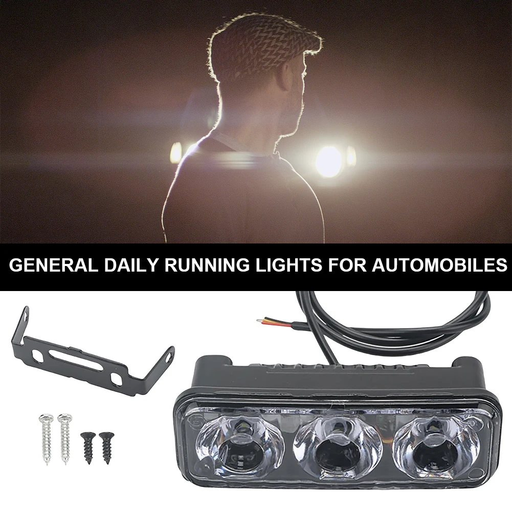 Luz de circulación diurna impermeable para coche, luz de trabajo automática, 3LED, 12V, luz de advertencia para coche, SUV, sedán, vehículo de automóvil