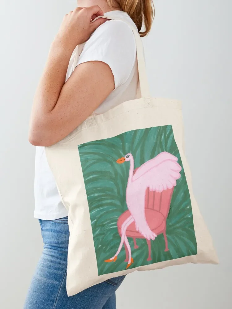 

Lounging Flamingo Tote Bag tote bags aesthetic canvas tote sacs de shopping women bag