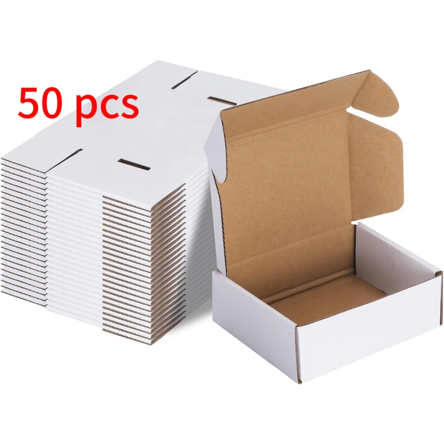 

50pcs Corrugated Paper Gift Boxes, 6x4x2 Inch Sturdy Cardboard Packaging,White Small Shipping Boxes for Crafting Gift Mailing