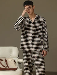 Pajamas for Men, Spring and Autumn Long-Sleeved Cardigans, Home Clothes, Can Be Worn Outside, Autumn and Winter Thin Large Size Two-Piece Set