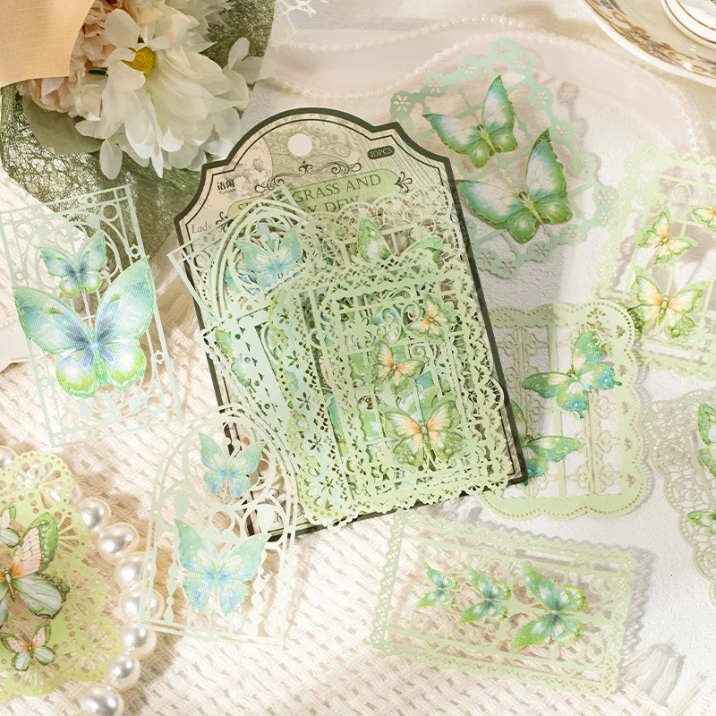 سلسلة دريم فراشات من الدانتيل ، 6 أنواع ، سكرابوكينغ ، يوميات يدوية الصنع ، ألبوم ، لوازم يوميات خردة ، تصنعها بنفسك ، 10 #3