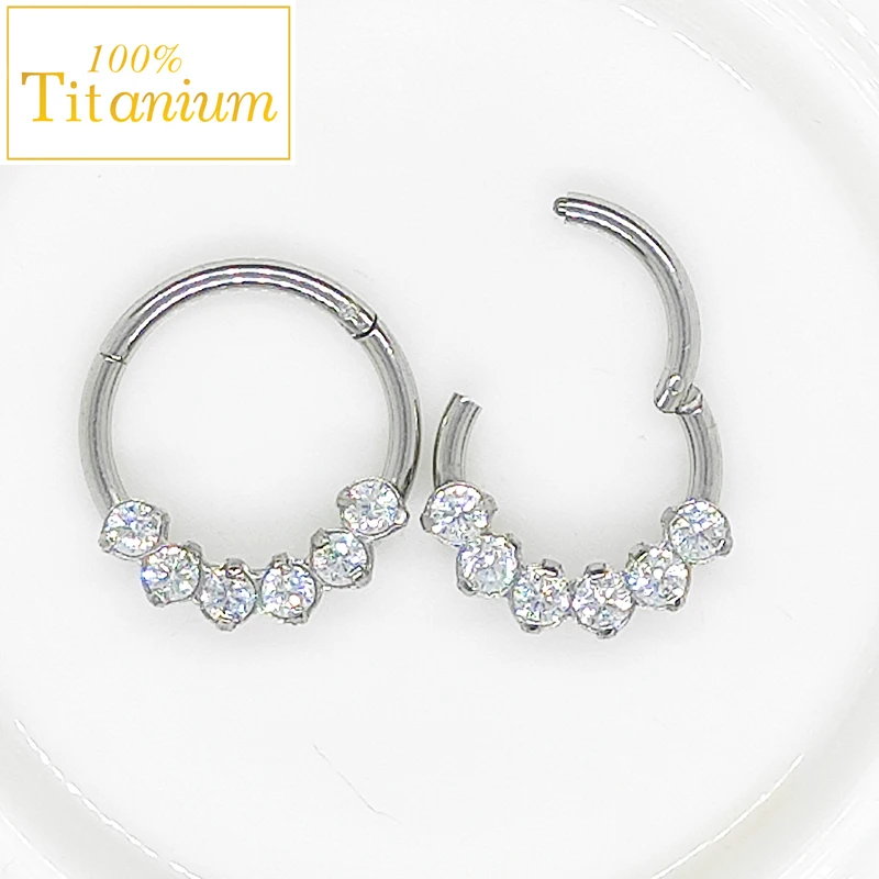 1Pcs Zircon Septum Piercing Clicker Surgical Steel Nose Rings Helix Cartilage Tragus Nariz Percings Earrings Body Jewelry 8/10mm