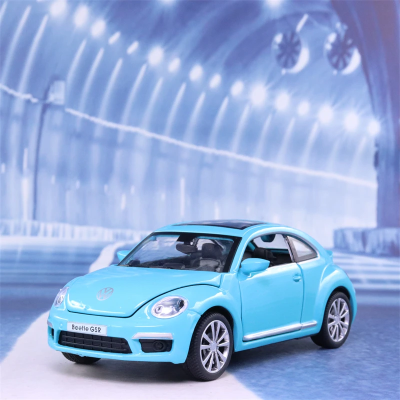 1:32 VOLKSWAGEN Beetle GSR Car Model Pull Back Acousto-optic Alloy Discast Metal Toys Car goods Model for Children boys A134