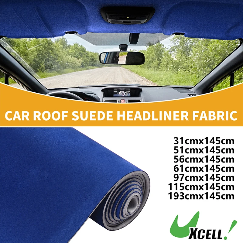 UXCELL 150G Tkanina podsufitki do samochodu ciężarowego RV SUV łódź motoryzacyjna wykończenie wnętrza DIY naprawa dachu wymiana tkaniny zamszowej niebieski