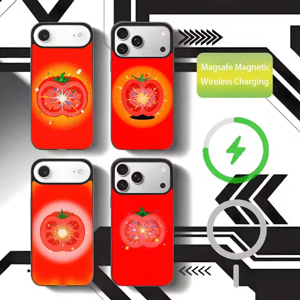 

Ins cute Tomatoes Phone Case For iPhone17,16,15,14,13,12,11 Plus,Pro Max Magnetic For Magsafe Wireless Charging