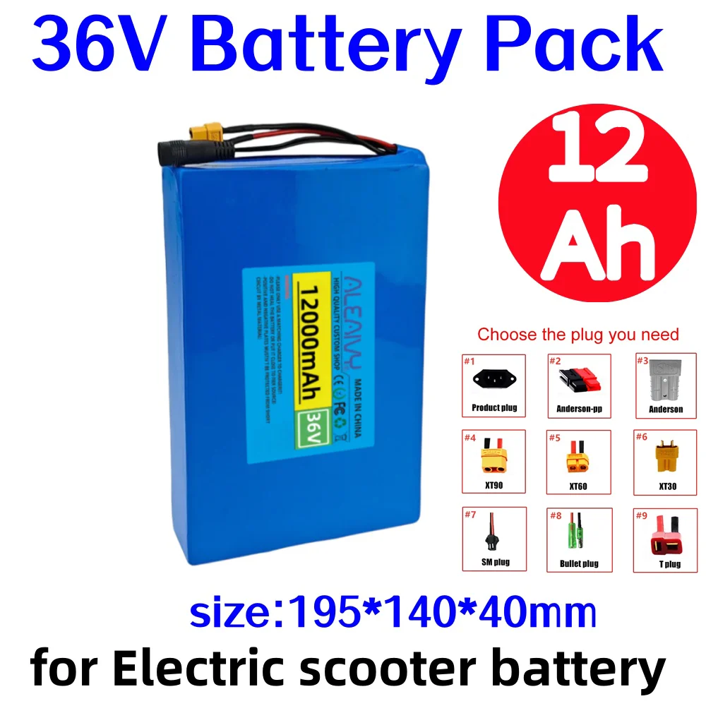 

36V 10S4P 12000mAh 18650 built-in battery, suitable for 500W 750W electric skateboard commuting tool battery pack, with BMS.