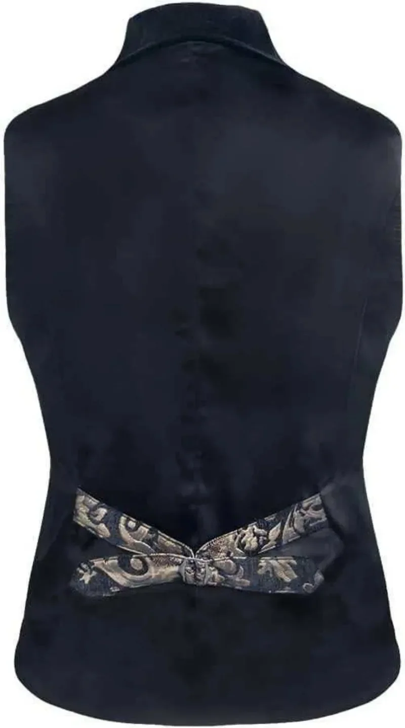 Herren Viktorianische Steampunk Jacquard-Weste, Samt-Revers Gothic-Weste für LARP, Halloween-Party & Retro-Kostüm – Detail 6