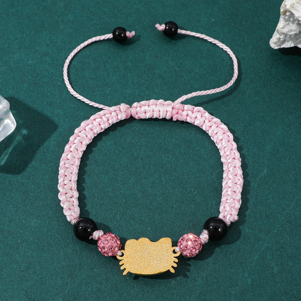 Sanrio Hello Kitty Bracelet, Teenage Girls Trend Study, Woven Hand Rope, Cute Cartoon Character Woven Bracelet, Christmas Gift