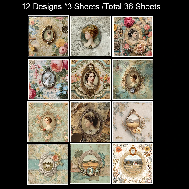 Set Kertas Scrapbook 6x6 inci (36 Lembar): Pola Cat Air Floral untuk Scrapbooking, Origami & Dekorasi Planner – Perlengkapan Kreatif