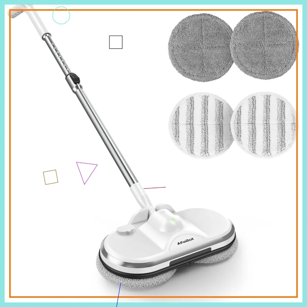 

Electric Cordless Spin Mop with Water Sprayer & LED Light for Hardwood Tile Floors, Lightweight Rechargeable Floor Cleaner