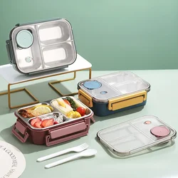 Stainless Steel Divided Bento Box with Tableware for Adults Kids Students Portable Lunch Box Leakproof Food Storage Containers