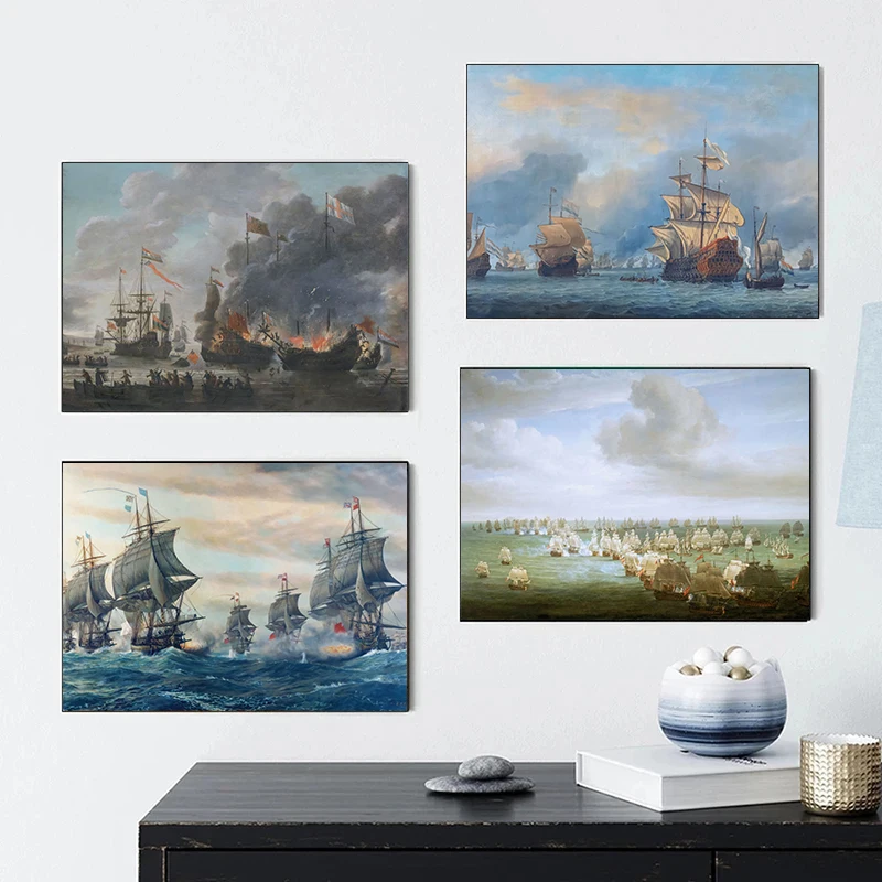 The Battle of Trafalgar The Man of War Briell World Sea Battle Painting Canvas Painting Living Room Study Home Decoration