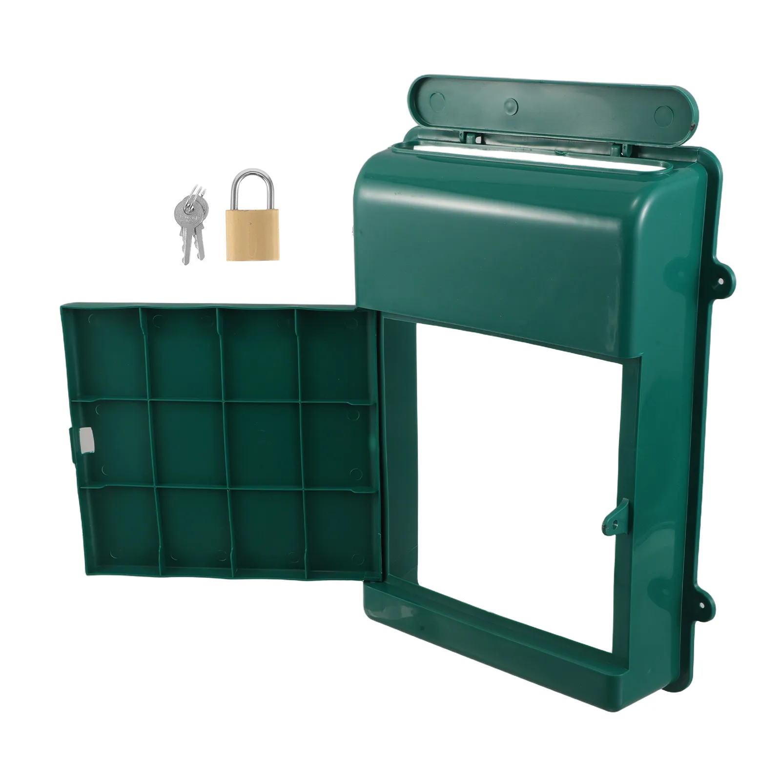 Plastic Wall Mount Locking Mailbox Green Rainproof Letter Box Secure Box Wall Mounted for Home Office