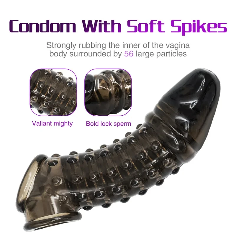 Reusable Penis Extender Penis Condoms Cock Rings Delay Ejaculation Dick Sleeve Silicone Glans Cover Enlargement Sex Toys For Men