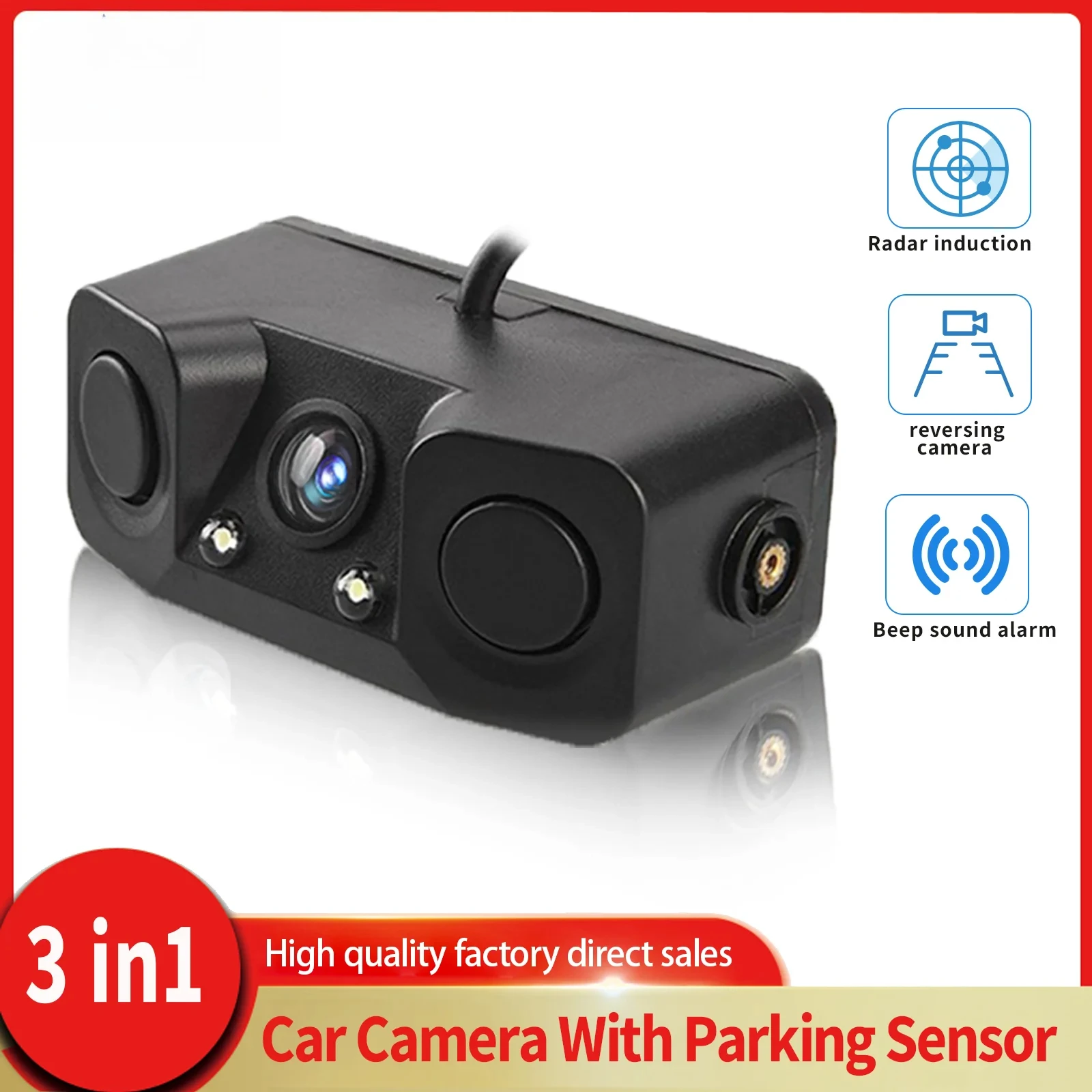 

3IN1 датчик парковки автомобиля ночного видения обратная резервная камера заднего вида 2 радар-детектора датчики BiBi сигнализация