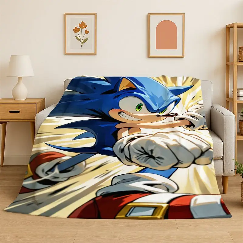 Classic Game S-Sonic Cartoon Soft Flannel Throw Blanket,Cozy Blanket for Bed,Couch,Sofa,Bedroom,Living Room,Travel,Picnic kids