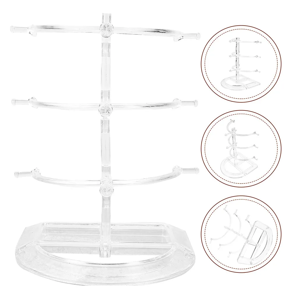 4Pcs Plastic Eyeglass Rack Transparent Multi-Tier Glasses Display Stand Organizer for Sunglasses Home Shop Counter