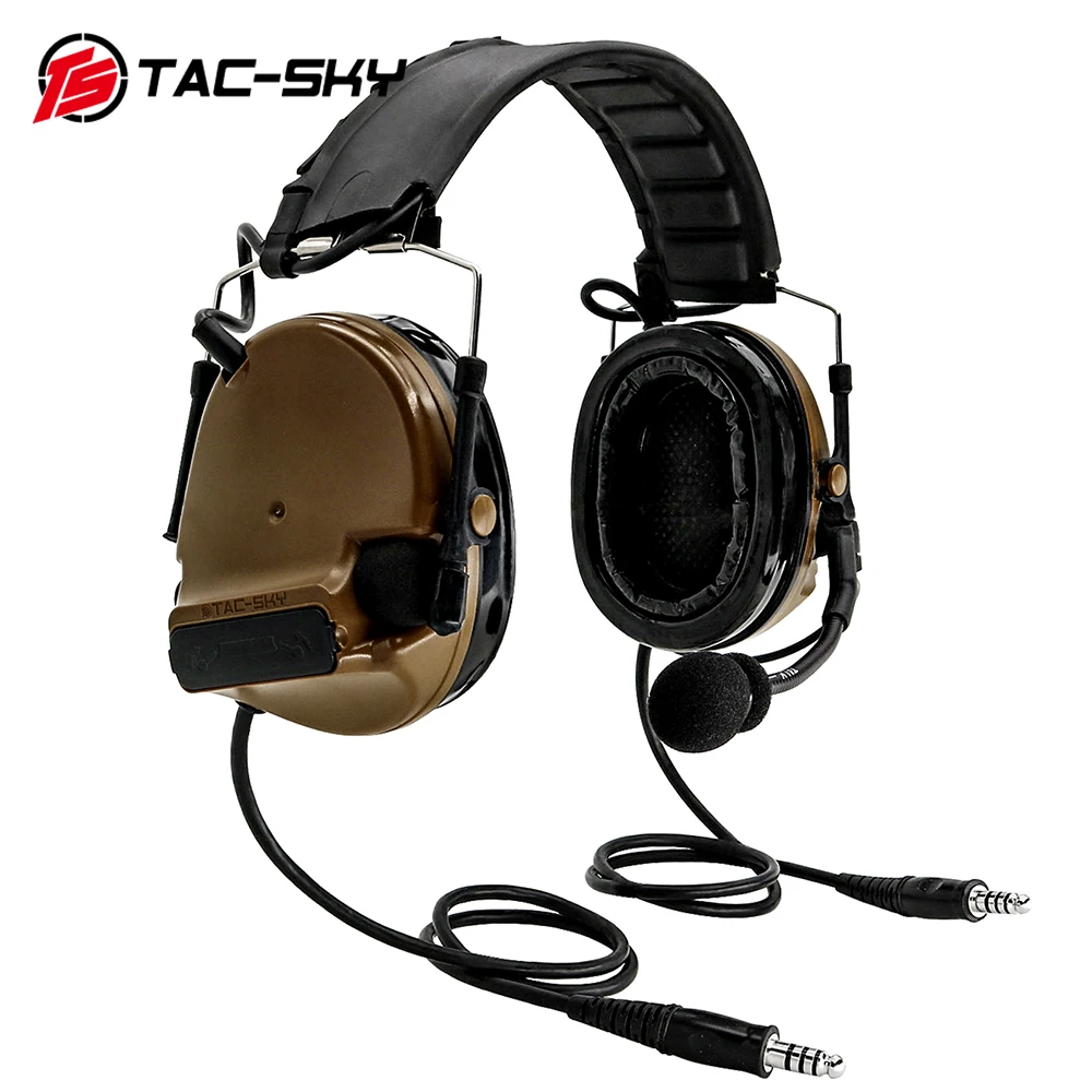 Imagem -03 - Tac-sky Comtac Iii Tático Fone de Ouvido Nova Dupla Passagem Destacável Bandana Caça ao ar Livre Tiro Comtac Walkie Talkie Fone de Ouvido ts