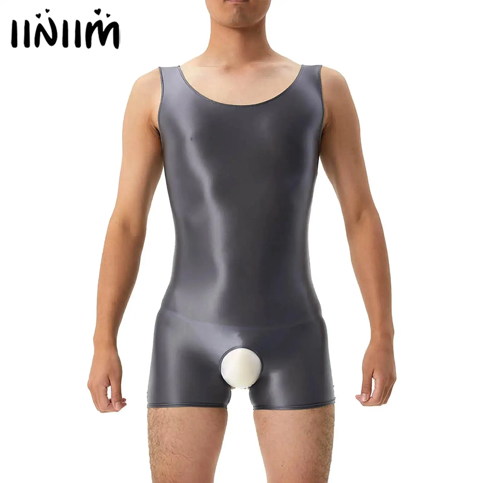 

Mens Adult Lingerie Tights Open Crotch Bodysuit Underwear Glossy Crotchless Sexy Body Tops Costume Stretchy Leotard Jumpsuit