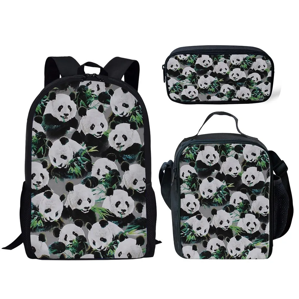 Imagem -05 - Cute Panda Impresso Mochila Conjunto para Meninos e Meninas Lunch Bolsa Pen Bolsa High Capacidade Casual Book Bolsa Student Piece