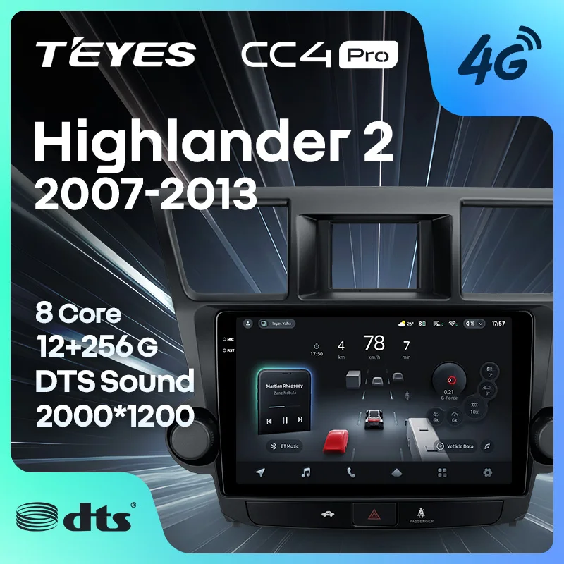 TEYES CC4 PRO para Toyota Highlander 2 XU40 2007 - 2013, Radio CarPlay, Sistema Multimedia Estéreo, Car Play, Android Auto, Autoradio 2DIN