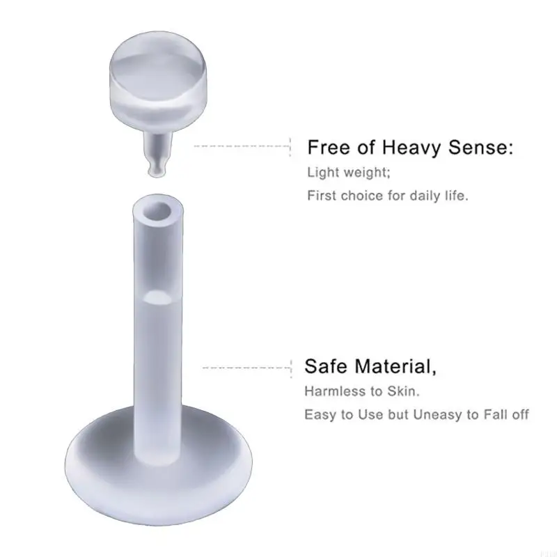 F2TD 10 قطع من حلقات الشفاه الشفافة المرنة الزنمة الغضروفية ثقب المجوهرات #4