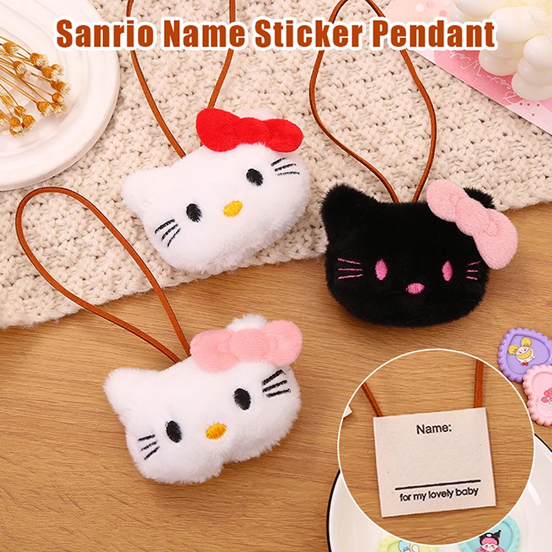 1PCS Sanrio Cartoon Hello Kitty Cat Plush Doll Anti-lost Mark Luggage Tag Name Sticker Pendant Charm Bag Decor