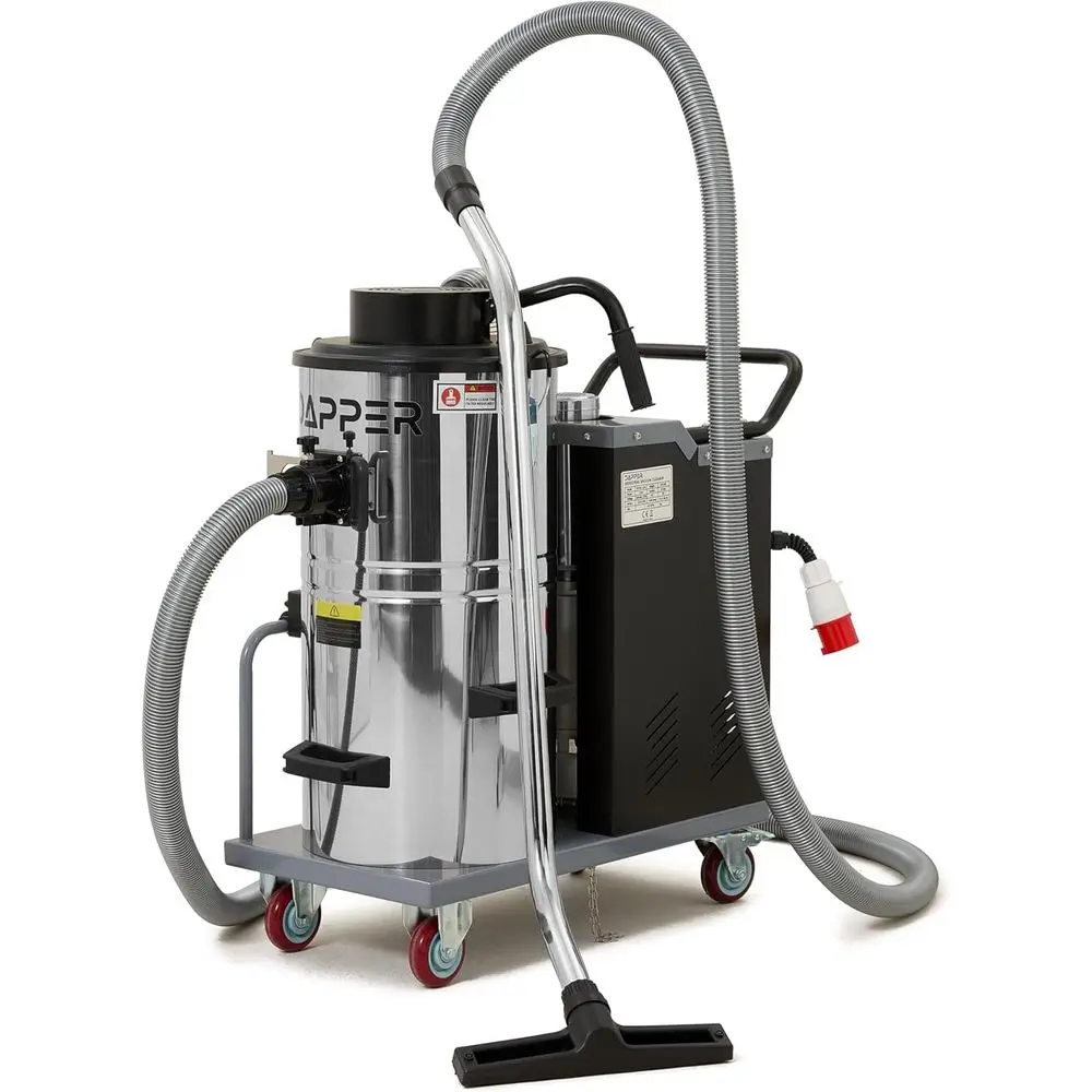 

Industrial Wet/Dry Vacuum Cleaner with HEPA ilter, 24 Hour Operation, 7 Peak HP, 223.5 CM, 14.5 Gallon StainlSteel Tank, 220V 3-