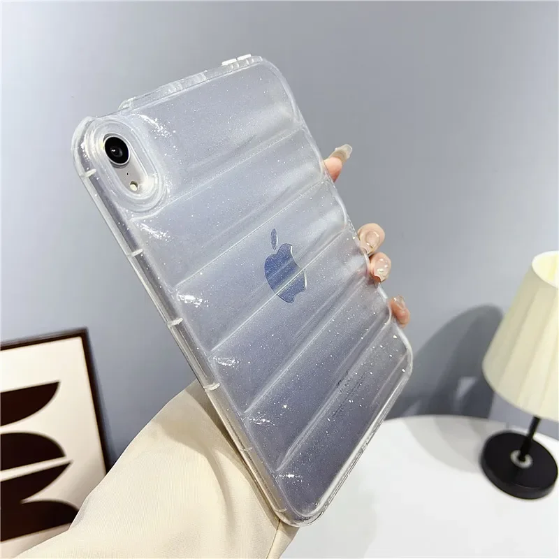 Glitter Down Jacket Transparent Tablet Case for Ipad 10th 9 8 7 Pro 11 Air 4 5 Mini 6 5 4 Soft Clear Shockproof Protect Cover