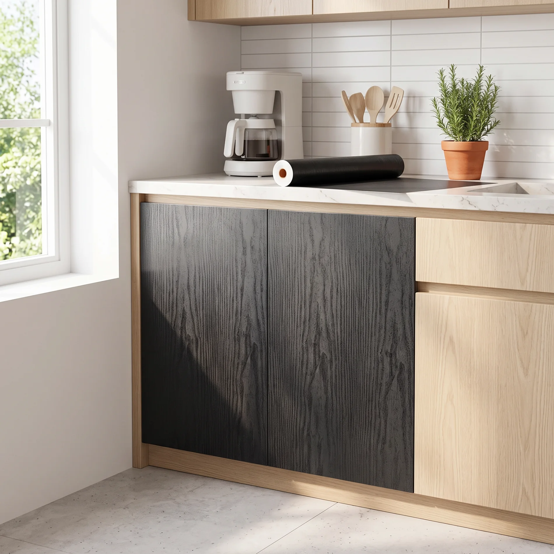 Removable Waterproof Wood Grain Contact Paper Peel Stick Vinyl Wallpaper for Cabinet Desktop Furniture Decorative Renovation Fil