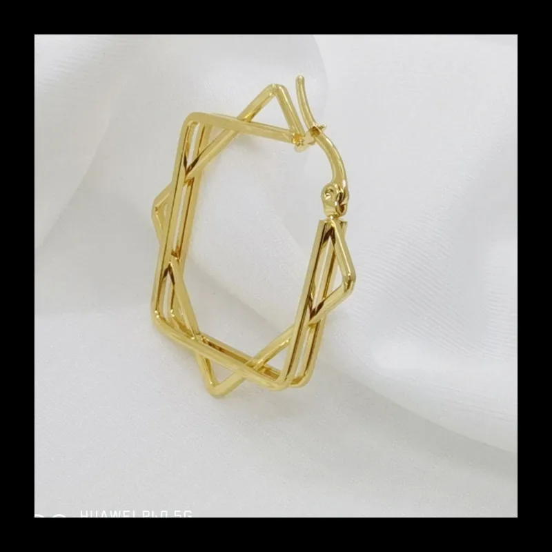 الفولاذ المقاوم للصدأ جديد متعدد الطبقات الأقراط الجوف العصرية الأزياء المتخصصة الراقية المرأة تنوعا الأذن مشبك المجوهرات #2