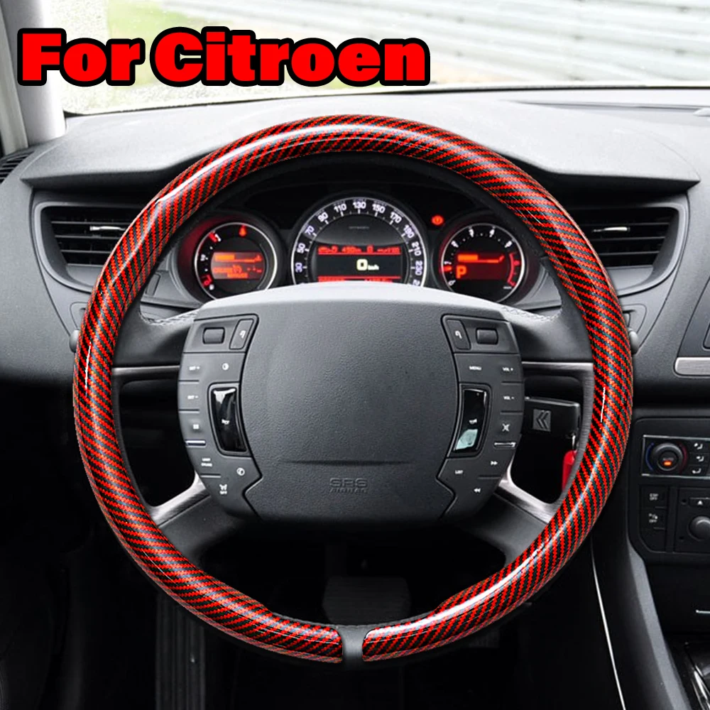 

For Citroen Carbon fiber Car Steering Wheel Cover Celysee C4 C3 C5 C1 C2 C6 Aircross Picasso Cactus Berlingo Auto Accessories