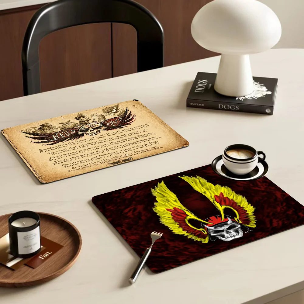 Hell Angel Logo Kitchen Absorbent Pad Dry Draining Mat Sink Washstand Coffee Machine Pads Table Placemat Faucet Anti Splash