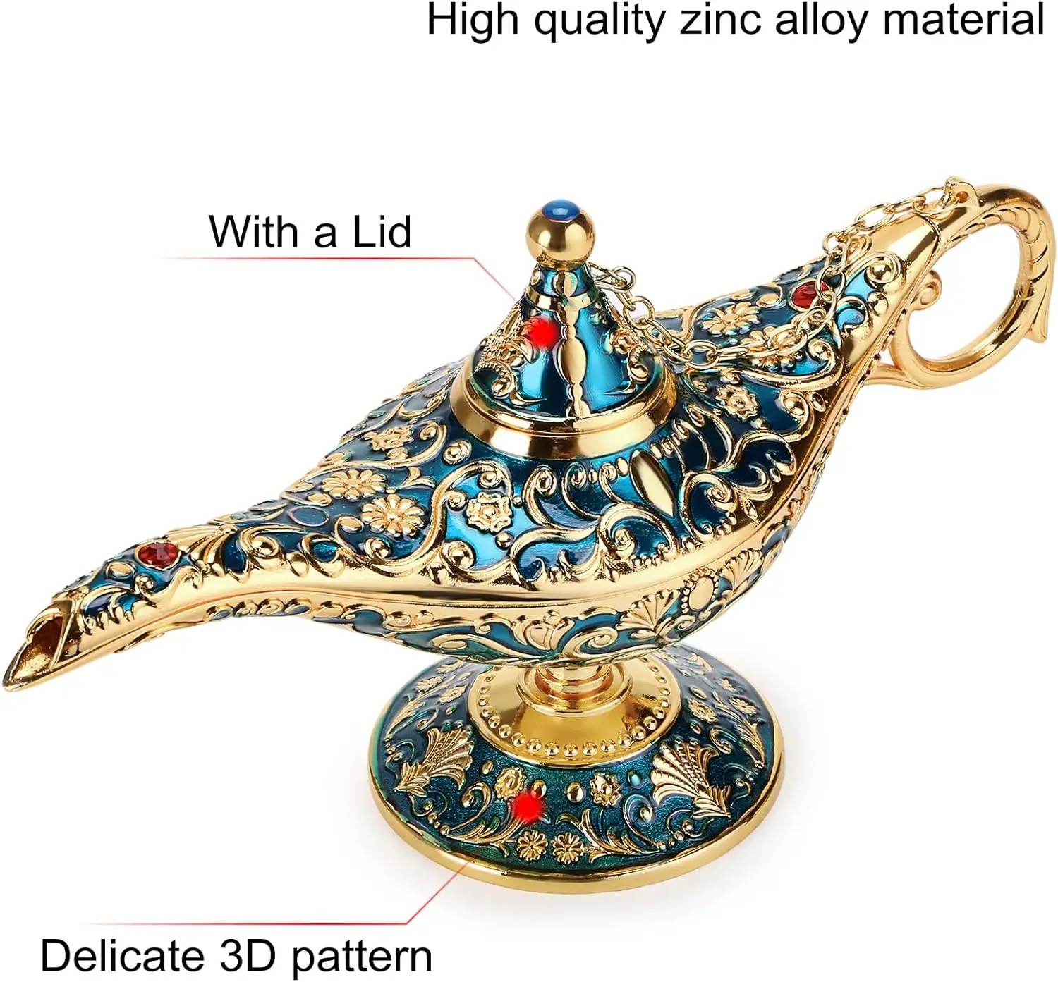 Vintage Magical Legend Aladdin Genie Lamp for Home Wedding Table Decoration Collectable Rare Classic Arabian Costume Props Gift