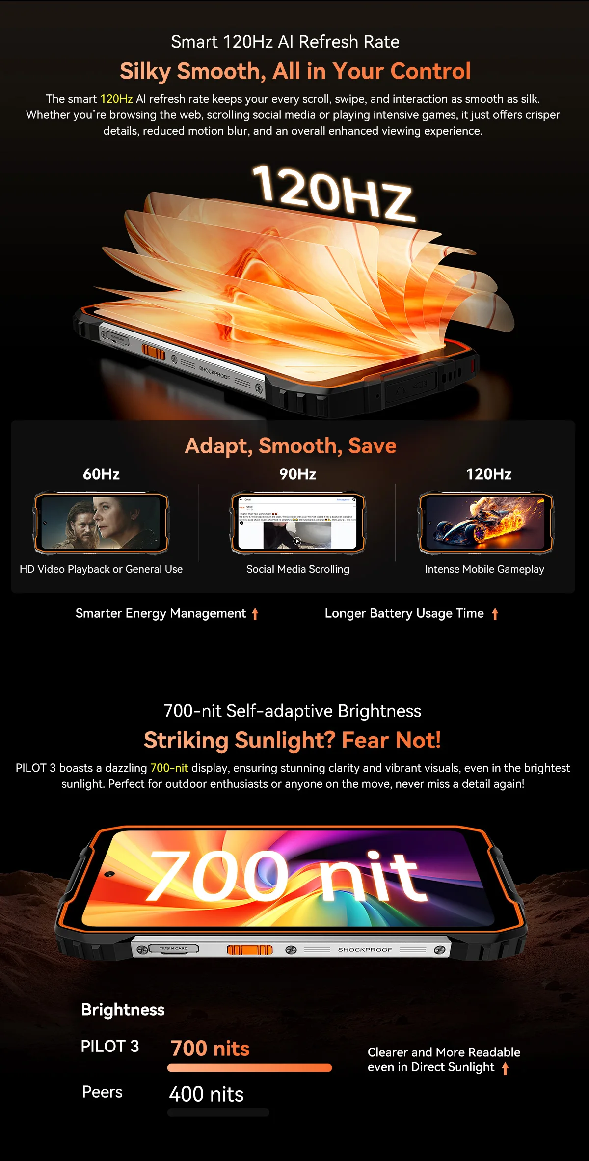 2025 Blackview OSCAL PILOT 3 Rugged Phone MTK 6300 12GB+256GB Telephone Portable 6.78" FHD+2.4K Display 120H Smartphone Android