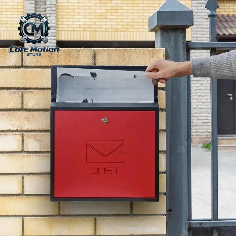Stainless Metal Mailbox Post Lockable Mail Box Hanging Suggestion Box Front Door Gate Secure Large Storage Outdoor Decoration