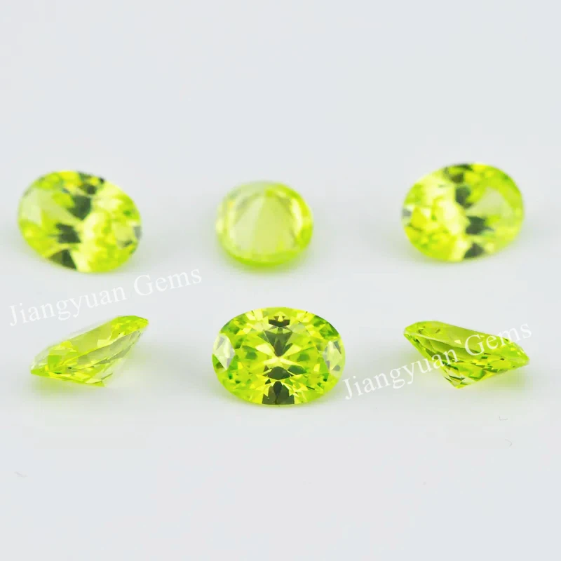 Größe 3x5mm~10x12mm 5A Zirkon Ovaler Schliff Apfelgrüner Kubischer Zirkonia Stein Loser CZ Synthetischer Edelstein für Schmuckherstellung – Detail 6