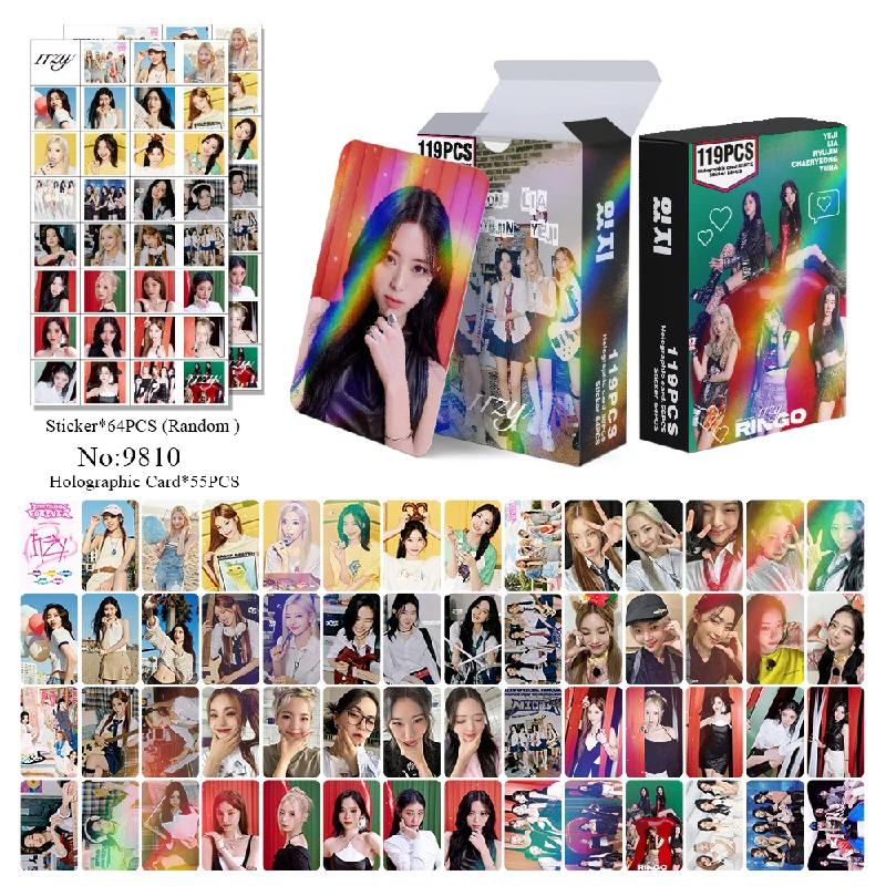 Sesión fotográfica láser Kpop ITZY, pegatinas de tarjetas Lomo HD, postal de alta calidad, Yeji Lia Ryujin Chaeryeong Yuna, regalo para fanáticos, 119 unids/set