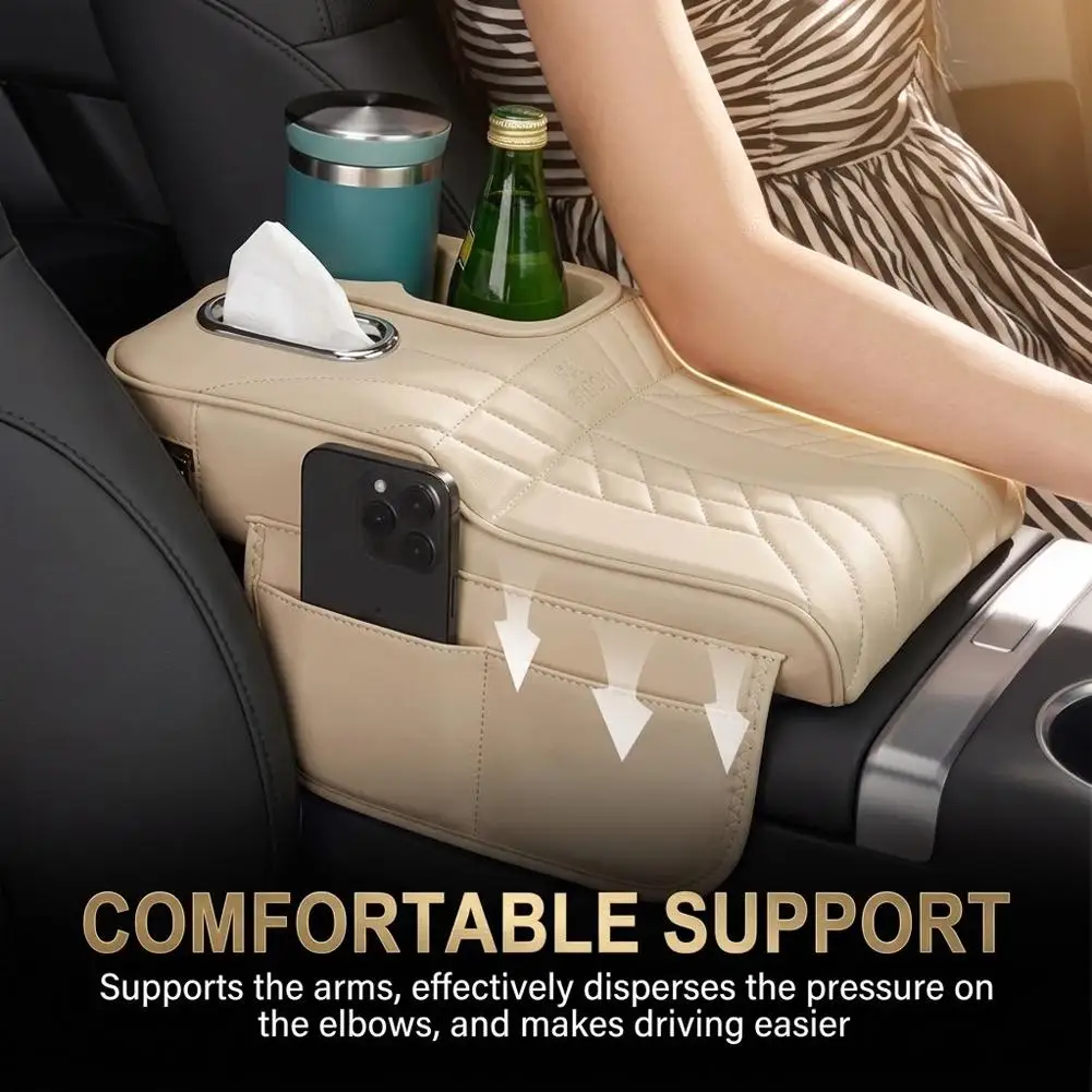 Car Armrest Box Height Pad Seat Center Storage Multifunctional Tissue Box Water Cup Holder Height Console Pad