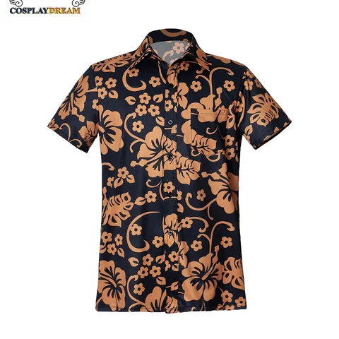 Movie Fear and Loathing in Las Vegas Raoul Duke Costume men's Short Sleeves Printed Shirts Cosplay Costumes Halloween Party