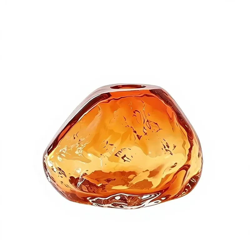 Volcanic rock texture glazed glass handmade vase ornament art sculpture for flower arrangement customization one-stop