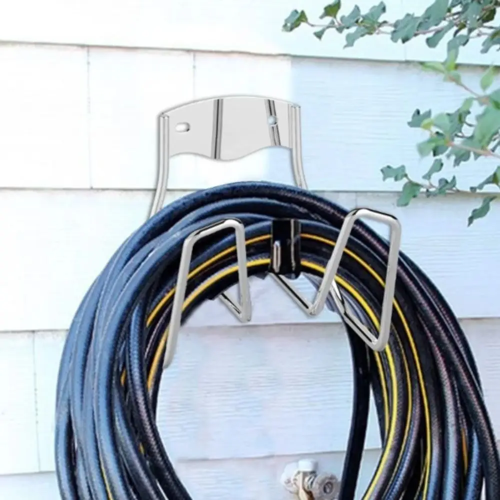 

Metal Construction Garden Storage Rack Rust-Proof Silver Finish Wall Mounted Hose Hook Heavy Duty Wall Mounted