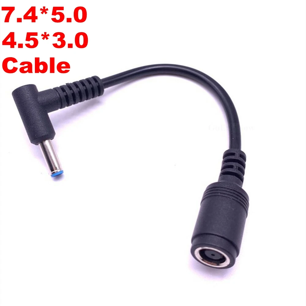 Right Angle Connector 7.4*5.0mm To 4.5*3.0mm DC Power Charger for HP Dell Blue Tips Copper Core Laptop Adapter